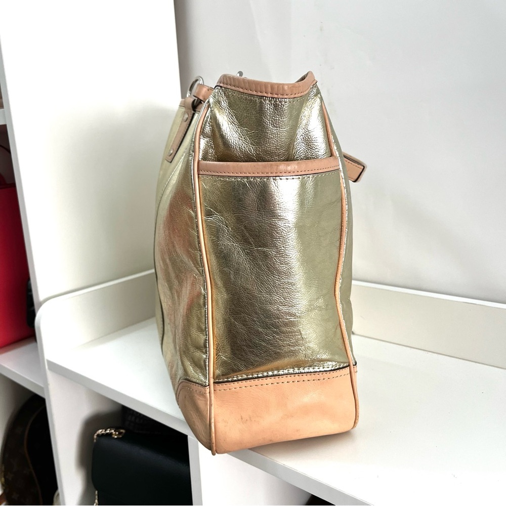 COACH Metallic XL Metro Gallery Tote Laptop SWork Shoulder Bag 26141 - Picture 5 of 9